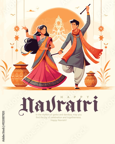 Happy navratri and Subh navaratri with ma durga social media post banner template
