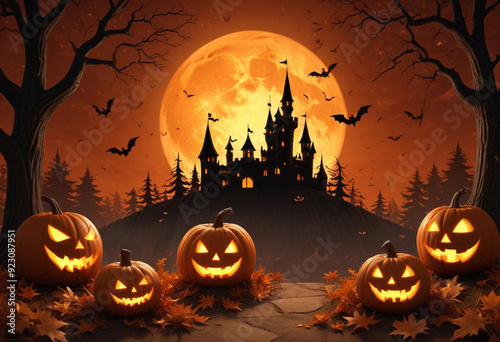 A spooky Halloween scene with a haunt