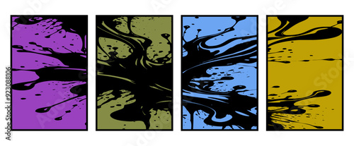 Set of 4 Abstract pattern. Illustration for printing on wall decorations. For use in graphics.