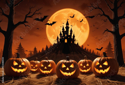 A spooky Halloween scene with a haunt