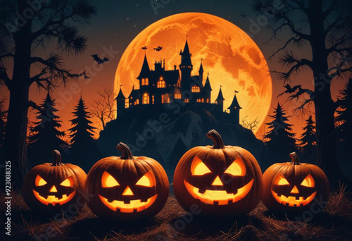 A spooky Halloween scene with a haunt