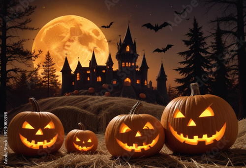 A spooky Halloween scene with a haunt