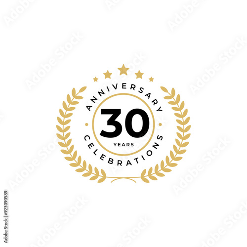 30 years badge anniversari celebrations logo design template