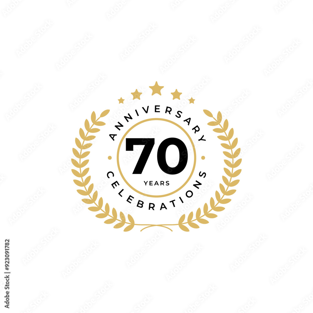 Naklejka premium 70 years badge anniversari celebrations logo design template