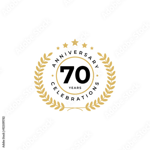 70 years badge anniversari celebrations logo design template