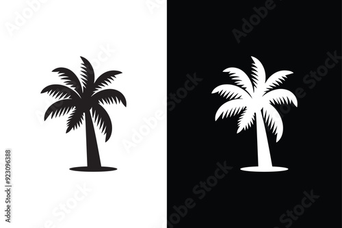 Palm tree icon template vector isolated. Coconut palm tree icon silhouette simple style black white
