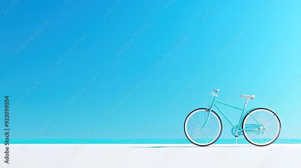 Fototapeta premium Tranquil Blue Bicycle on Sandy Beach