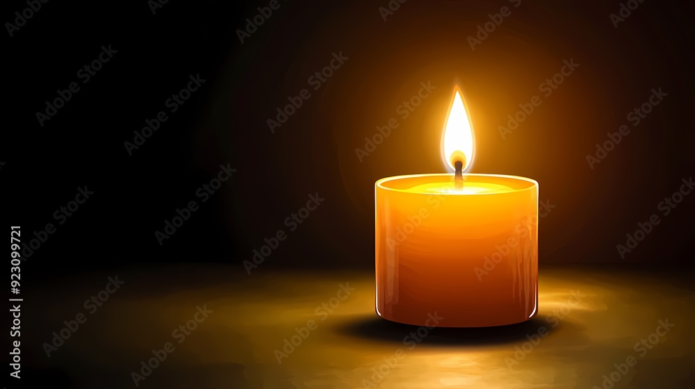 A single candle burns brightly in the darkness, casting a warm glow. A single candle burns brightly in the darkness, casting a warm glow.