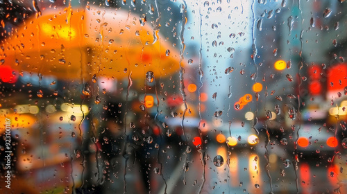 Melancholic Moments, Raindrops on Glass Reflecting a Sense of Loneliness