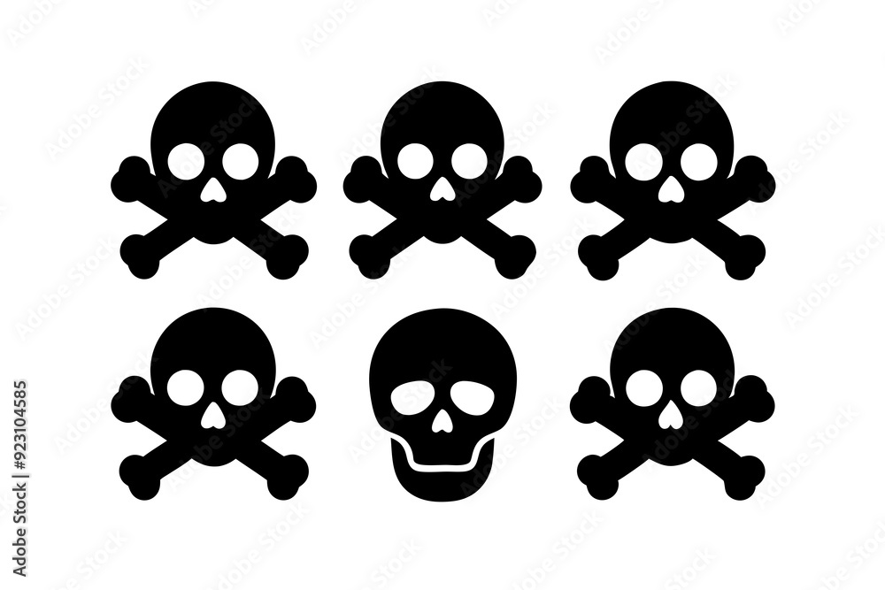 Bones skull icons logo design. Set of skull icon silhouette vector art illustrations.
Bones skull icons logo design. Set of skull icon silhouette vector art illustrations.