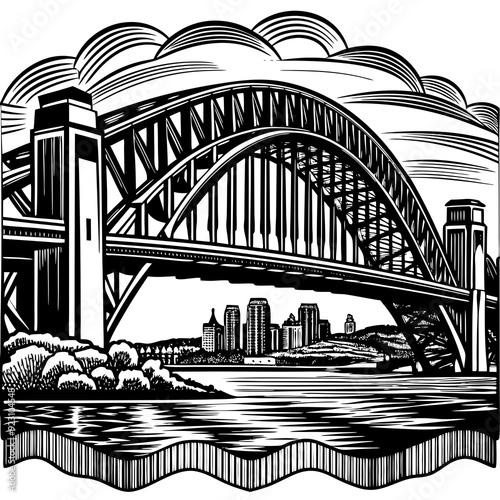 Sydney Harbors Bridge Vector Illustration 