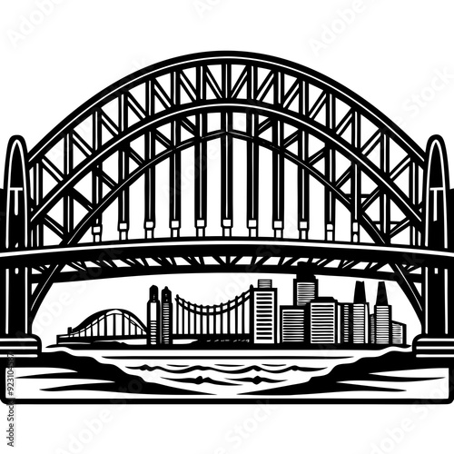 Sydney Harbors Bridge Vector Illustration 