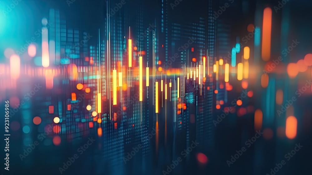 3D abstract candlestick chart glowing on a blue background. Captures financial market trends and trading data. Ideal for professional finance and tech-oriented designs. 3D abstract candlestick chart glowing on a blue background. Captures financial market trends and trading data. Ideal for professional finance and tech-oriented designs.