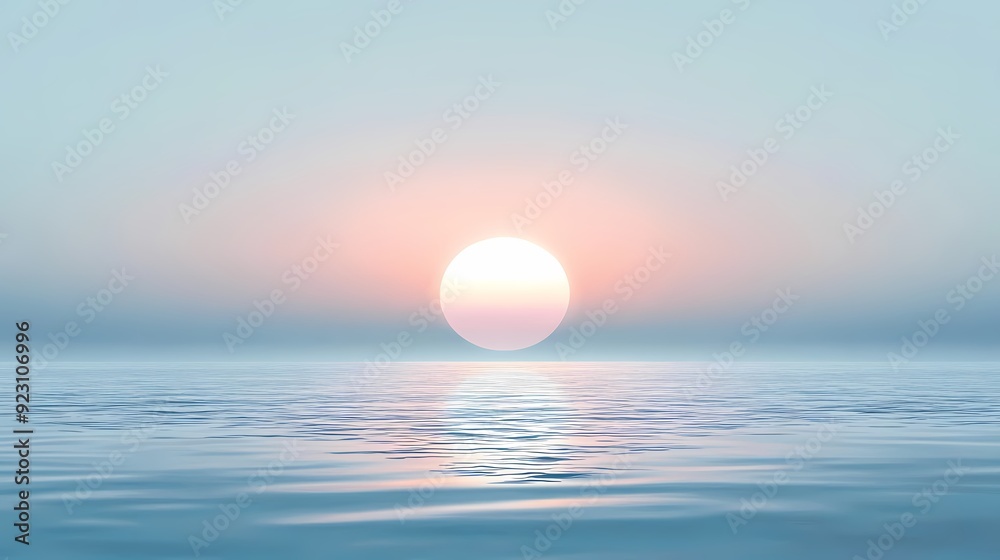 Calm sea with a soft sunrise in the distance. Calm sea with a soft sunrise in the distance.