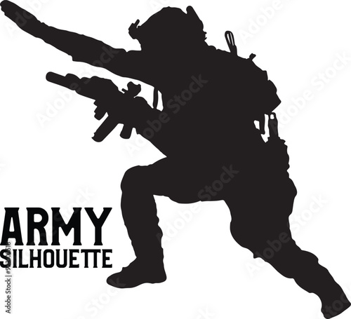 Army Silhouette Vector Illustration with dog