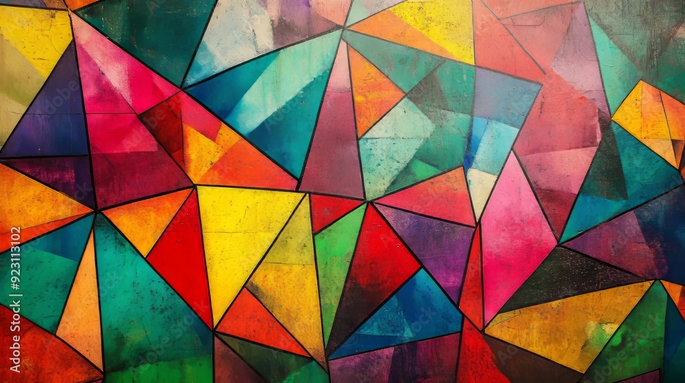 Geometric psychedelic geometric pattern wall background, generative Ai. Geometric psychedelic geometric pattern wall background, generative Ai.