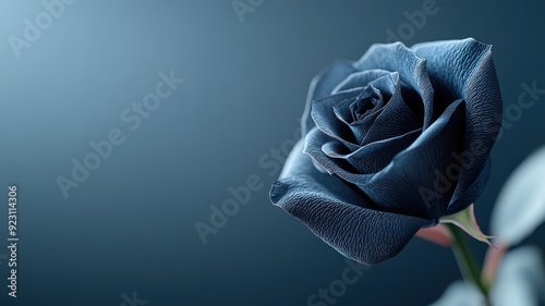 Close-up of velvety black rose with intricate details. photo