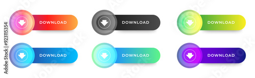 Download butttons icon with different color design template. vector
