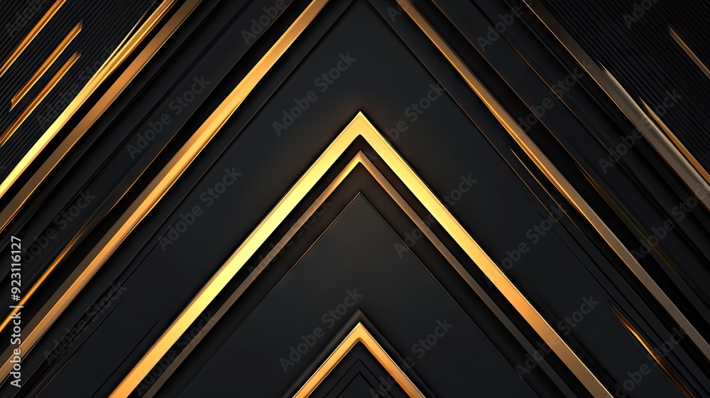 Elegant abstract design with gold directional arrows on a dark black background, combining geometric precision with a high-tech and luxurious feel. Elegant abstract design with gold directional arrows on a dark black background, combining geometric precision with a high-tech and luxurious feel.