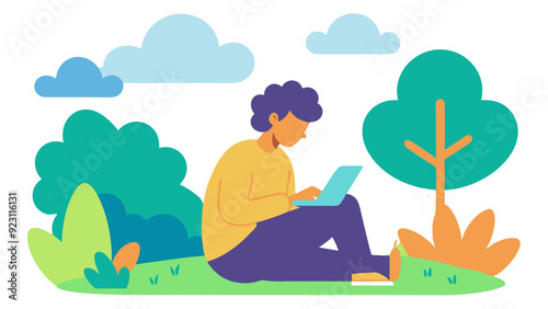 Person Sketching in a Park: Creative Sketchpad Illustration