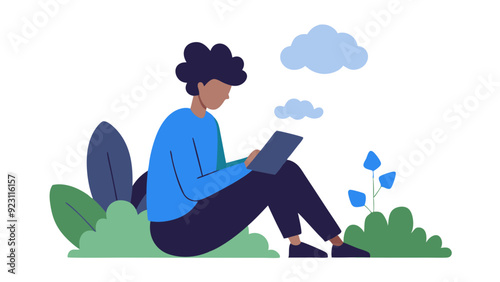 Person Sketching in a Park: Creative Sketchpad Illustration
