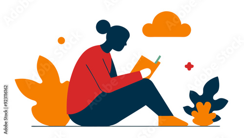Person Sketching in a Park: Creative Sketchpad Illustration