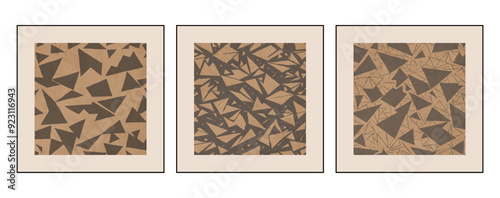 Set of 3 Abstract background in vintage style. Stylized old with grain. For use in graphics, for printing on wall decorations.