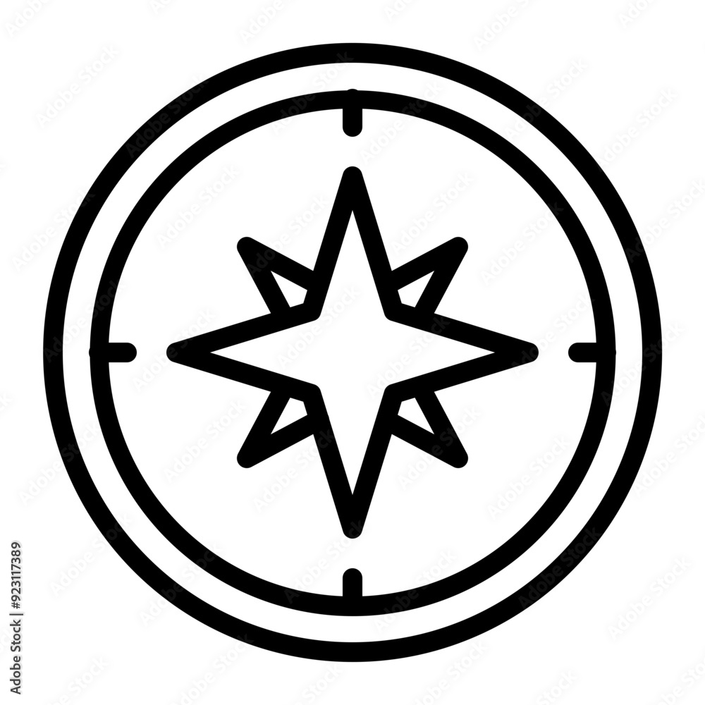 Compass Vector Line Icon Design Compass Vector Line Icon Design