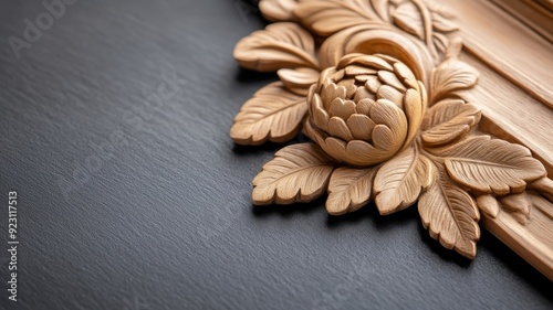 Close-up of ornate gilded frame with intricate carvings and filigree.