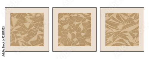 Set of 3 Abstract background in vintage style. Stylized old with grain. For use in graphics, for printing on wall decorations.