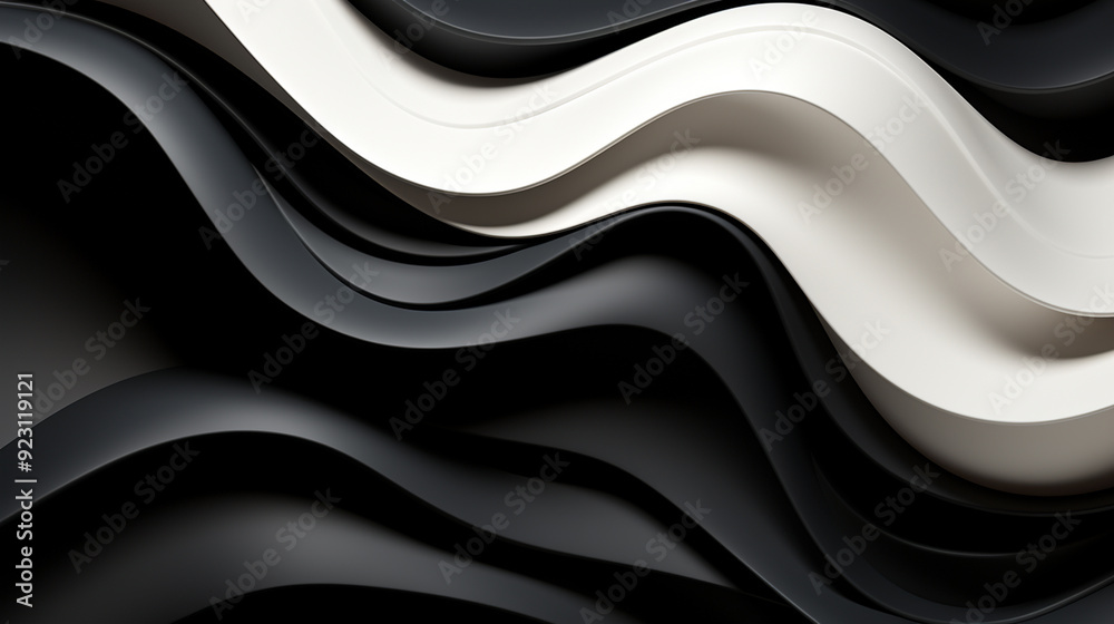 Abstract black and white waves. Paper art. Abstract black and white waves. Paper art.