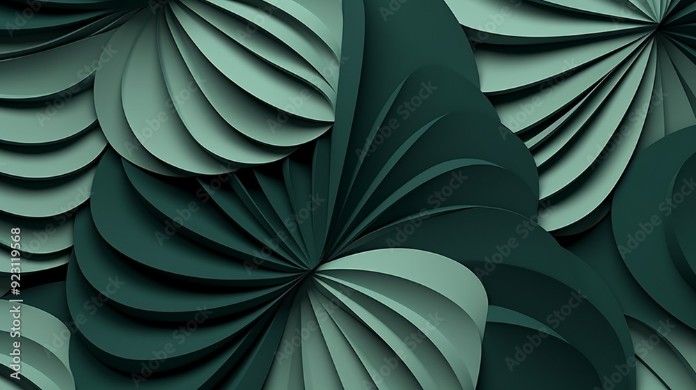 custom made wallpaper toronto digital3D abstract background with green paper shapes.