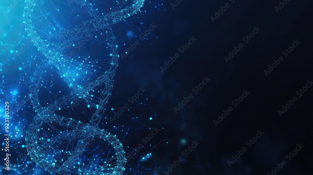 Geometric and dynamic background with scientific DNA molecules. Ideal for technology, chemistry, and medicine-related banners. Modern design with smooth wave flows and intricate details. Geometric and dynamic background with scientific DNA molecules. Ideal for technology, chemistry, and medicine-related banners. Modern design with smooth wave flows and intricate details.