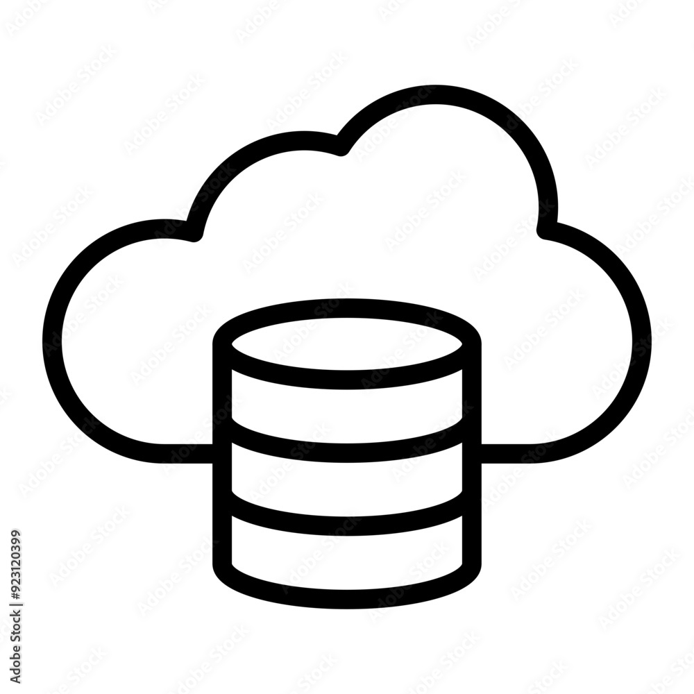 Cloud Storage Vector Line Icon Design Cloud Storage Vector Line Icon Design