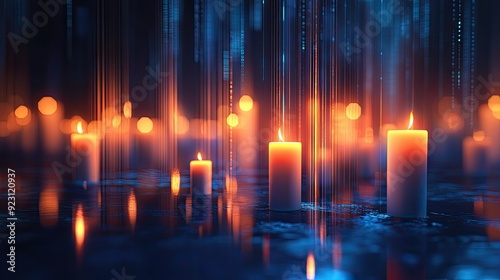 Glowing 3D candlestick chart with a blue background. Represents financial data and market analysis with a modern  sleek design. Perfect for business and trading visuals. --