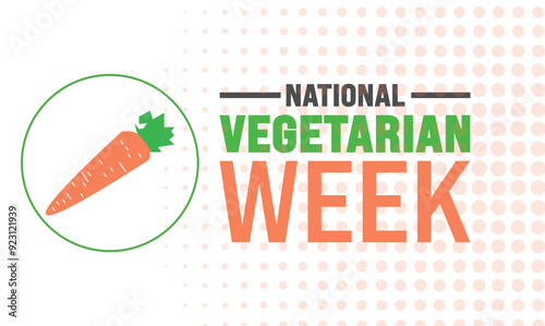  October is National Vegetarian Week. use to background template design. Holiday concept, suitable for modern  background, banner, placard, card, and poster design template  vector illustration