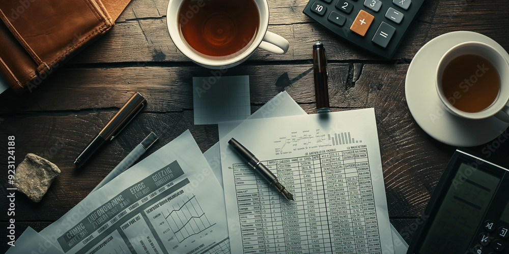 © Kafka - Retro Style Office Setup: Black Desk with Data Display