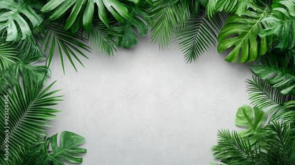 A vibrant arrangement of lush green leaves framing a blank background, ideal for nature-themed designs and creative projects. A vibrant arrangement of lush green leaves framing a blank background, ideal for nature-themed designs and creative projects.