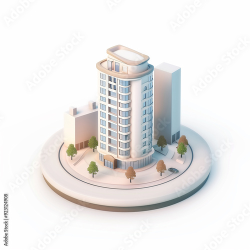 Architecture 3d rendering illustration of modern minimal house on white background