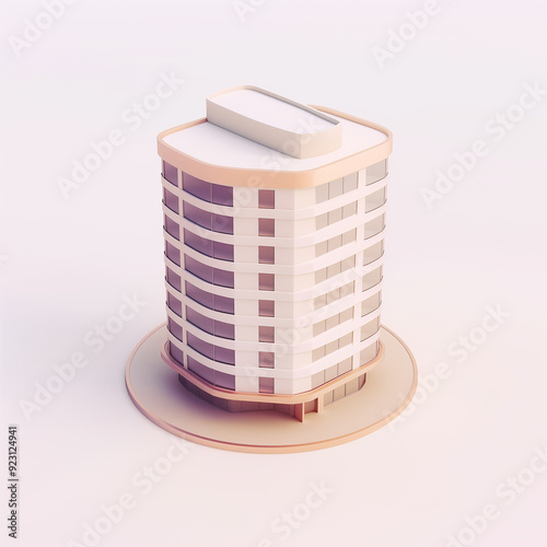 Architecture 3d rendering illustration of modern minimal house on white background