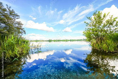 Landscape at the Feilenmoos local recreation area. Bathing lake between Manching and Geisenfeld. Nature at the quarry lake.
 photo