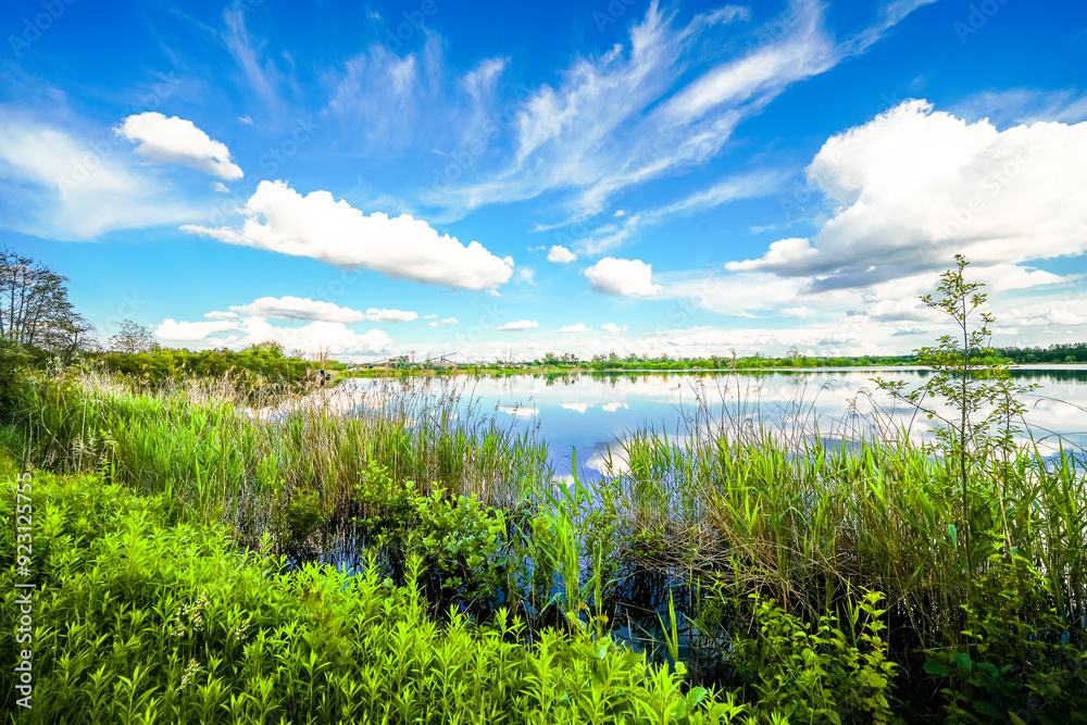 Landscape at the Feilenmoos local recreation area. Bathing lake between Manching and Geisenfeld. Nature at the quarry lake.
Landscape at the Feilenmoos local recreation area. Bathing lake between Manching and Geisenfeld. Nature at the quarry lake.