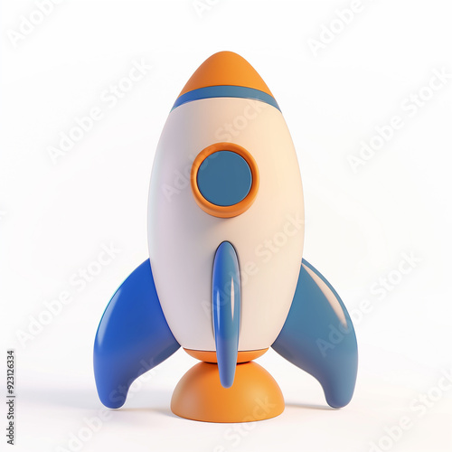 3d rocket space ship with multi color, exploration art design idea, startup concept, business idea