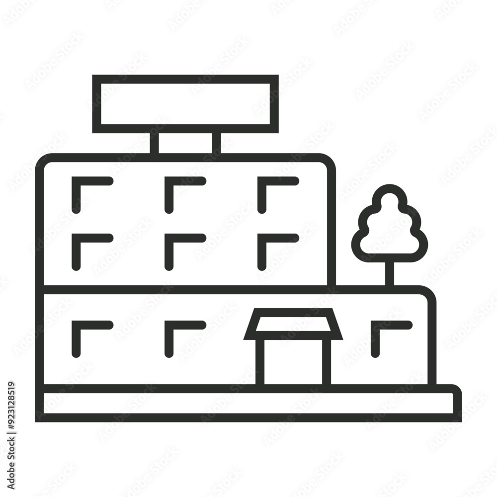Building icon, hotel symbol outline icon, editable vector illustration and transparent graphic element. Isolated on white background Building icon, hotel symbol outline icon, editable vector illustration and transparent graphic element. Isolated on white background