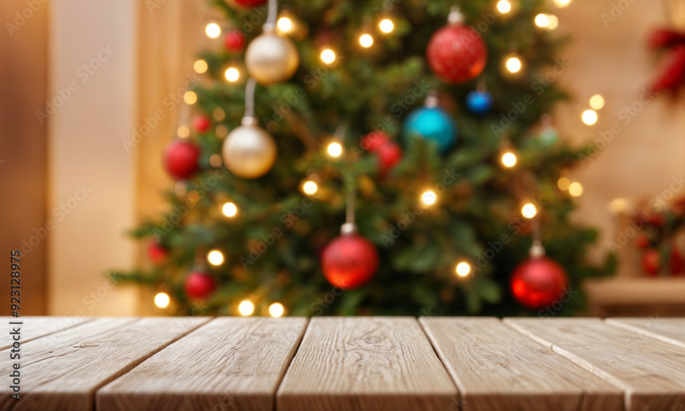 white The empty wooden table top with blur background of Christmas white The empty wooden table top with blur background of Christmas
