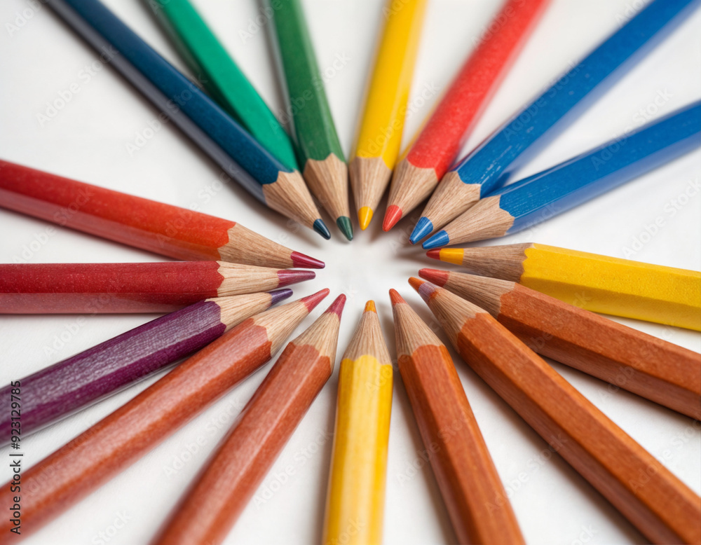 Many different colored pencils on white background Many different colored pencils on white background