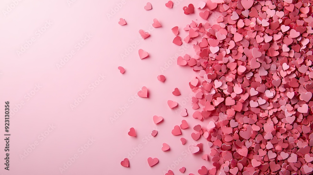 Valentine's Day or Mother's Day design background with pink hearts scattered across a light pink backdrop, creating a sweet and loving atmosphere. - Valentine's Day or Mother's Day design background with pink hearts scattered across a light pink backdrop, creating a sweet and loving atmosphere. -