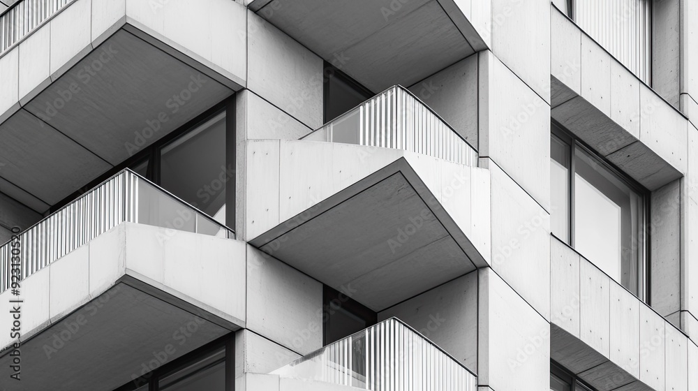The geometric design of a modern apartment buildingas facade, with contrasting materials and sharp angles, creating a striking urban composition. The geometric design of a modern apartment buildingas facade, with contrasting materials and sharp angles, creating a striking urban composition.