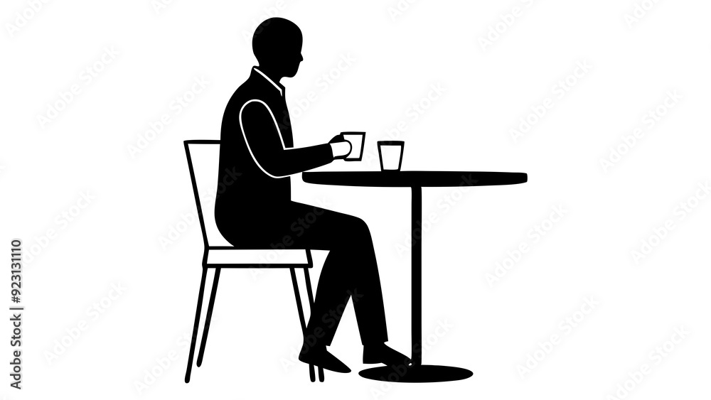Person Enjoying Coffee at Cafe Table: Cozy Coffee Shop Scene Person Enjoying Coffee at Cafe Table: Cozy Coffee Shop Scene
