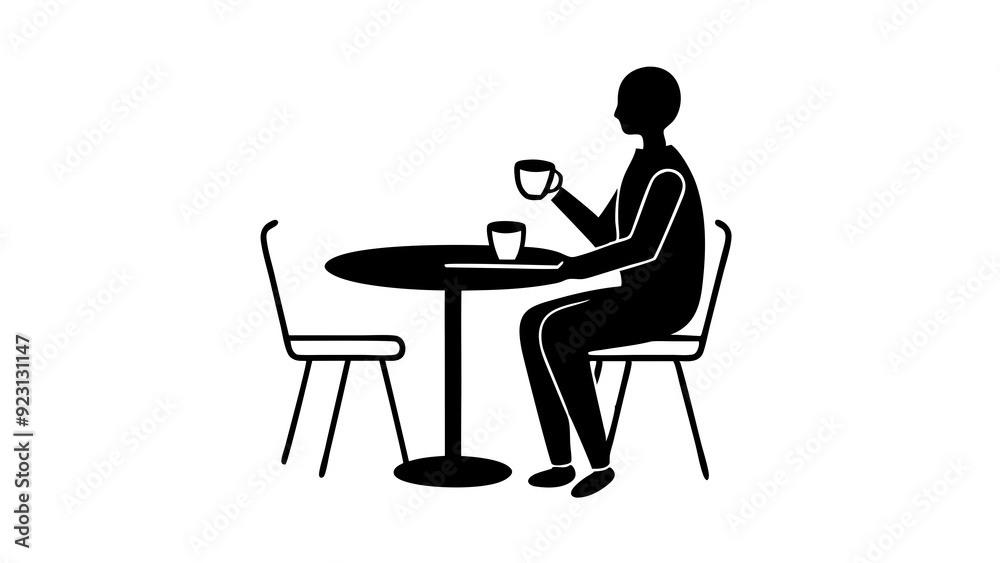 Person Enjoying Coffee at Cafe Table: Cozy Coffee Shop Scene Person Enjoying Coffee at Cafe Table: Cozy Coffee Shop Scene